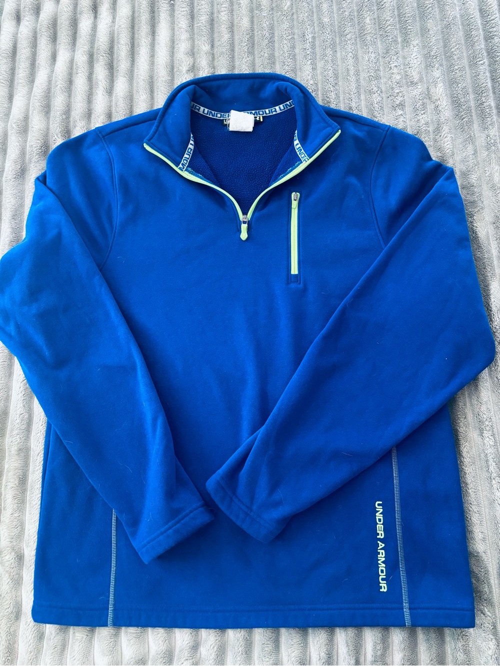 Under Armour Men's Royal Blue Quarter-Zip Pullover with Lime Trim